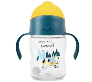 Evorie Award Winning Tritan Weighted Straw Sippy Cup with Handles for Baby and Toddlers 6 Months up 200mL Leakproof Soft Silicone Straw First Infant Water Bottle (Bumble Bee) | Richell Bbox Pigeon Avent Hegen Skip Hop Snapkis Babycare Zoku Oxo Tot