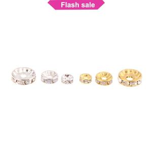 Flash Sale 100pcs 5 7 10mm Rondelle Disc 316 Stainless Steel Spacer Beads With Rhinestone For Jewelry Making DIY Bracelet