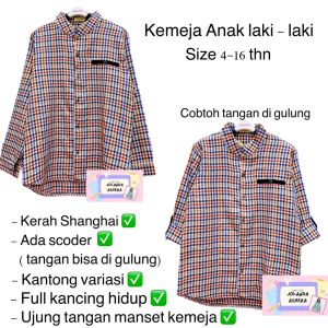 KEMEJA KOKO ANAK TANGAN PANJANG UMUR 4 - 16 TAHUN KEMEJA ANAK COWOK FREE ONGKIR CASHBACK BISA COD