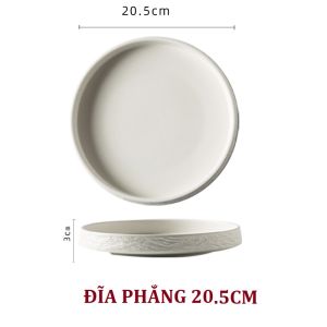 (MỚI) Bát đĩa sứ vân sóng men nhám Đen/Trắng cao cấp - Dĩa nhà hàng sứ cao cấp xuất khẩu