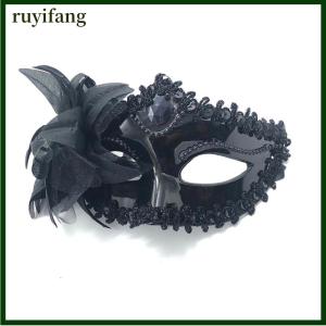 ruyifang หน้ากากเวนิสประดับเพชรสำหรับปาร์ตี้เต้นรำขนนกดอกไม้ชุดการแสดงเทศกาลเฉลิมฉลองงานแต่งงานหน้ากากผู้หญิงเซ็กซี่สวมหน้ากากคริสต์มาส