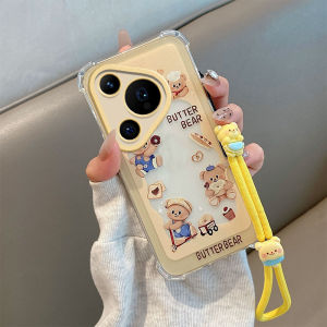 Phone Case Honor400Lite Honor 400 Lite Cute Painted Cartoon Casing with Dolls Lanyard Four Corner Shock-absorbing Lens Protection Silicone Soft Back Cover