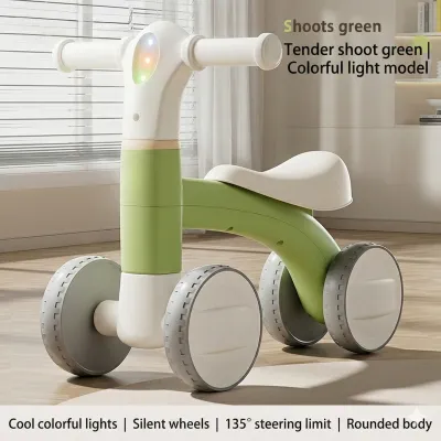 Beige Balance Bike for Kids 4 Wheels Kids Scooter 1 to 3 years with Music and Light For Boy/girl Gifts Baby Walker