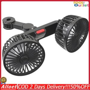 12V/24V Auto Headrest Ventilation Fan Dual Head Auto Rear Seat Air Fan 360 Degree Rotation Electric Seat Back Cooler for Vehicle SUV for Auto Sedan