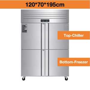 Commercial Four Door Refrigerator Stainless Steel Chiller Freezer | 4 Door Commercial Fridge Upright Refrigerator