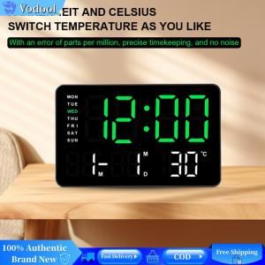[Vodool Brand Center]LED Digital Alarm Clock Bedside Alarm Clock Multifunctional Boarderless Wall-mounted Clock Desk Alarm Clock for Bedroom