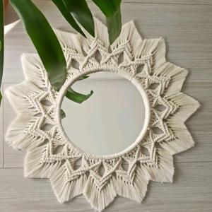 Macrame cermin JUMBO diameter total 45cm model lotus