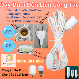 Dây đuôi đèn liền công tắc 3m/5m/8m/10m