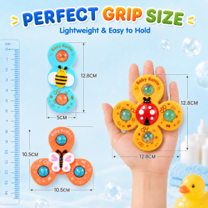 3 Pcs Baby Bath Toy Suction Cup Teether Spiner Sucker Spining Top Cartoon Spinner Toys for Kids Baby