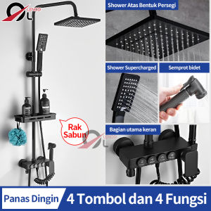 4 Dalam 1 Shower Tiang Set Panas-Dingin / set shower kamar mandi tembaga lengkap / set pancuran shower kamar mandi set kran