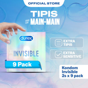 Durex Invisible Kondom Super Tipis Kondom Aman Pria 2s (9 pcs) - Condom with Lubricant
