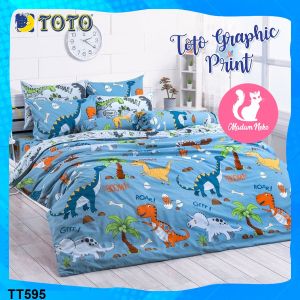 (ครบเซ็ต) Toto ผ้าปูที่นอน+ผ้านวม พิมพ์ลาย กราฟฟิก Graphic Print TT595 (เลือกขนาดเตียง 3.5ฟุต/5ฟุต/6ฟุต) #โตโต้ เครื่องนอน ชุดผ้าปู ผ้าปูเตียง ผ้าห่ม