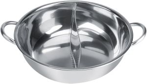 Stainless Steel Hot Pot with Divider27/29/31cm Thick Stainless Steel Hot Pot Two Flavor Separation Induction Cooker Usable (30cm/11.8in)