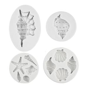 Set Of 4 Silicone Molds for Fondant Cake Chocolate Marine Marine Theme Dessert Baking Moulds Handmade Soap Mold