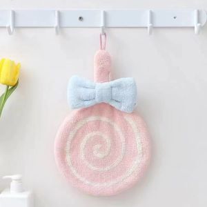 Annies Sphere Cute Candy-Shaped Coral Fleece Hand Towel Thick Absorbent Kitchen Bathroom Decor