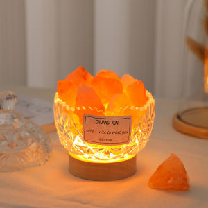 European style Non-fire incense stone diffuser stone cup with hand ceremony table night light gift decoration natural orange salt stone crystal stone