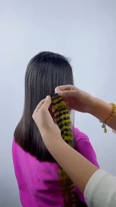 Hair Highlights Colorful Synthetic Clip in Hair Extensions Christmas 18 Inches Straight Stripe Printed Wig Hairpieces for Daily Use Party