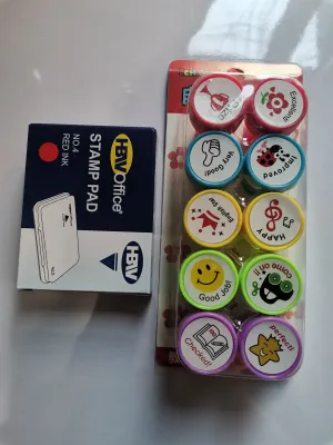 [DKI ENTERPRISES] 8pcs/Set [TEACHER SET 1 or SET 2] Stamp with Stamp Pad for Kids