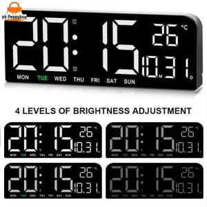 LED Digital Alarm Clock Electronic Wall Clock Multifunctional Bedside Alarm Clock Boarderless Wall-mounted Clock for Students