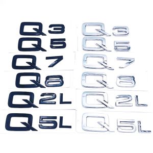 Letter emblem sticker For Audi Q3 Q5 Q7 Q8 Q2L Q5L Rear logo Trunk displacement badge Car model sign Decoration silver black