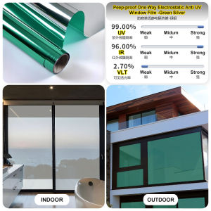 70X500cm Anti-uv Electrostatic Privacy Protect Window Tinted Film Peep-proof No Glue One Way Visible Insulated Car Glass Sticker Solar Reflective Window Sticker