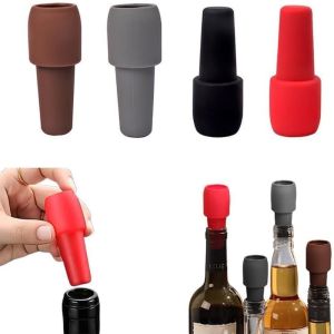 APRICOT 6Pcs Reusable Silicone Wine Stoppers Double Sealed Multicolor Beverage Sealer Kitchen Tools Keeping Fresh Wine Bottle Sealer Champagne