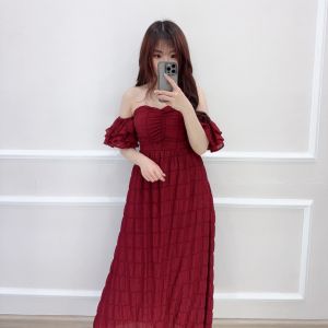 SV 6699 - Loretta Sabrina Dress | Silvervogue | Gaun Cotton Crinkle Midi Pakaian Wanita