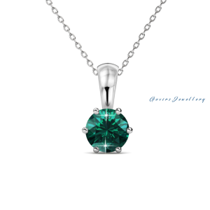 Birth Stone Necklace Pendant Premium Grade Austria Crystal 18K White Gold with Adjustable Chain