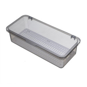 KINGREADY Tableware Drain Box With Cover / Dustproof Cutlery Container / Makeup Storage / Kitchen Storage Box