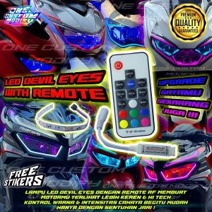 LAMPU LED DRL DEVIL/DEMON EYES RGB REMOTE CONTROL RF PROJIE SUPER TERANG MULTI WARNA 12V MOTOR MOBIL