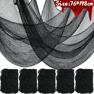 20M Halloween Black Gauze Spooky Blood Fabric Cloth Large Hanging Gauze for Haunted House Scene Props Halloween Party Decoration