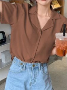 KEMEJA POLOS WANITA TERBARU  ATASAN POLOS WANITA LENGAN PENDEK CRINKLE AIRFLOW