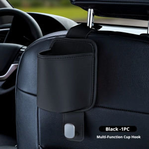 SEAMETAL Car Headrest Cup Holder Bag Hook Family Travel Leather Cup Storage Bag Hanging Passenger Storage Accessory