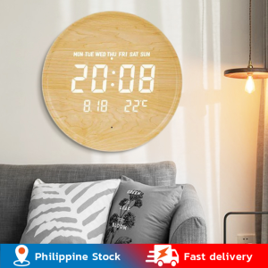 💥Dream Best🔥 Smart Sensor Digital Wood Wall Clock Round Wall and Desktop Clock with Easel Stand 30*30cm