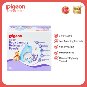 Pigeon Official - Baby Laundry Detergent (Powder) 1kg – Kills 99.9% Bacteria Anti-Bacterial & Low-Foam Formula for Sensitive Newborn Skin Non Irritating Paraben Free Clear Tough Stains Japan No. 1 Brand
