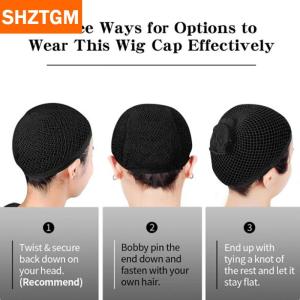 [COD] SHZTGM หมวกวิกผมสีดำตาข่ายยืดได้มี2ปลายหมวกแบบสากลทำวิกผมขนาดฟรีไซส์1ชิ้น