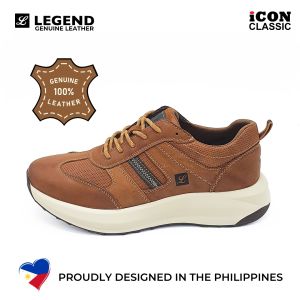LEGEND-130 Brown Mens Genuine Leather Casual Sneakers / Shoes