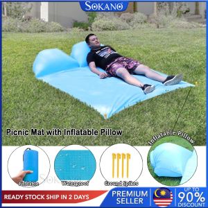 SOKANO 210T Picnic Mat with Inflatable Pillow (Single/Double/4 Pax) Outdoor Beach Camping Barbecue Inflatable Pillow Portable Picnic Mat Oxford Cloth Outdoor Waterproof