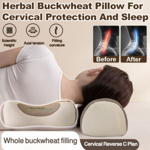 Adult Cervical Spine Herbal Buckwheat Pillow Cervical Traction Pillow Soothe Backaches & Spine Pain Detachable Herbal Buckwheat Neck Pillow