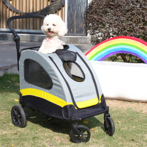 Heavy Duty Dog Cat Travel Stroller Pet Pram Doggy Pushchair with Brakes for Small Medium Dogs and Cat with Adjustable Handle Loads Up to 20KG
