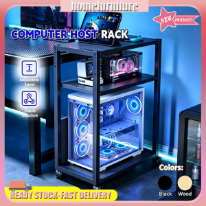 Movable Computer Host Rack 2/3 Layer CPU Stand E-sports Room Adjustable Storage Rack Under Table
