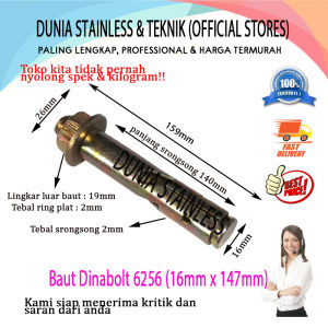 Baut Dinabolt 16x147 alat alat teknik aksesories stainless steel interior bangunan bengkel las.