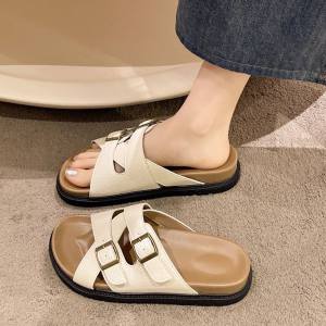 Fashion Footwear Double Cross Strap Outdoor Rubber Slipper 2406#