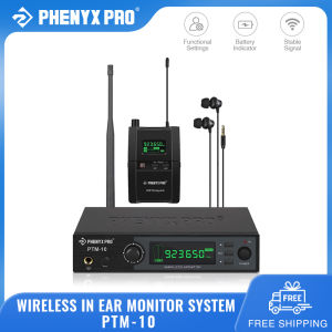 Phenyx Pro PTM-10 UHF Stereo Wireless in Ear Monitor System Wireless IEM 500/900MHz Band Selectable Frequency Rack Mountable 160 ft Operation Ideal for Stage Studio Exhibit Lecture Speech