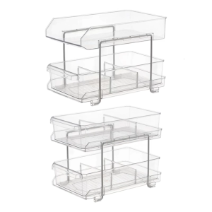 Đa năng ngăn kéo trượt tổ chức trượt ra rõ ràng container lưu trữ với ngăn dưới bồn rửa hộp lưu trữ lâu dài