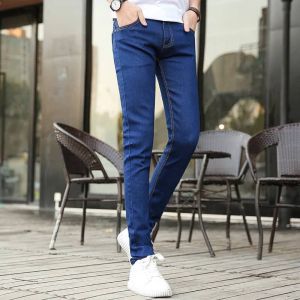 Men Denim Super stretch Skinny Slim Fit Pecil Jeans All Waist Straight Leg