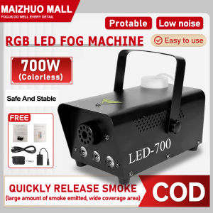 Fog Machine 700W Protable LED Stage Light LED/RGB Fog Machine Wireless Remote Control Variable Color Smoke Effect Generator (13 Colors Variable)  For Party Disco Event Stage Smoke Machine  LED Stage Fogger Ejector Dj Equipment Wedding Party