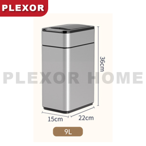 Plexor 9L/15L/20L/30L Smart Motion Sensor Stainless Steel Garbage Can with Lid 40-60L High-Capacity Automatic Touchless Infrared Trash Waste Bin with Butterfly LidSmart Automatic Trash Can for Bedroom Bathroom Kitchen Office(Silver/White/Cream)