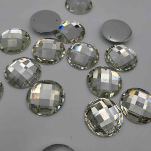 Diamon Resin Kristal Motif Bentuk Bulat Rata Ukuran 20 Mm Warna Putih Bersih Kualitas Aa Bagus Kilau Cantik Per Lusin