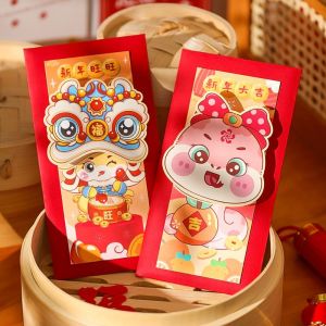 LANCE Chinese 3D New Year Red Packet Best Wishes Blessing 2025 Year Red Envelope Traditional Custom  Lucky Red Pockets Lunar Calendar New Year
